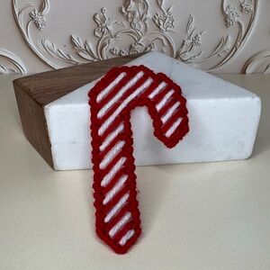 Vintage 1980s Handmade Red and White Candy Cane Pin/Brooch #5